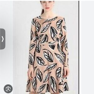 Numph Azami Dress Blush Leaf Print Skater Dress in Black & White